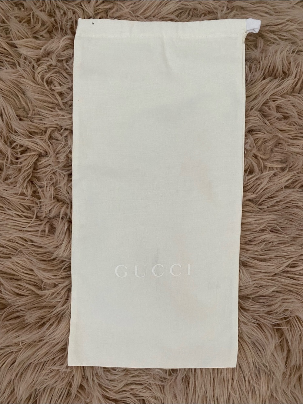 Gucci White Logo Drawstring Dust Bag